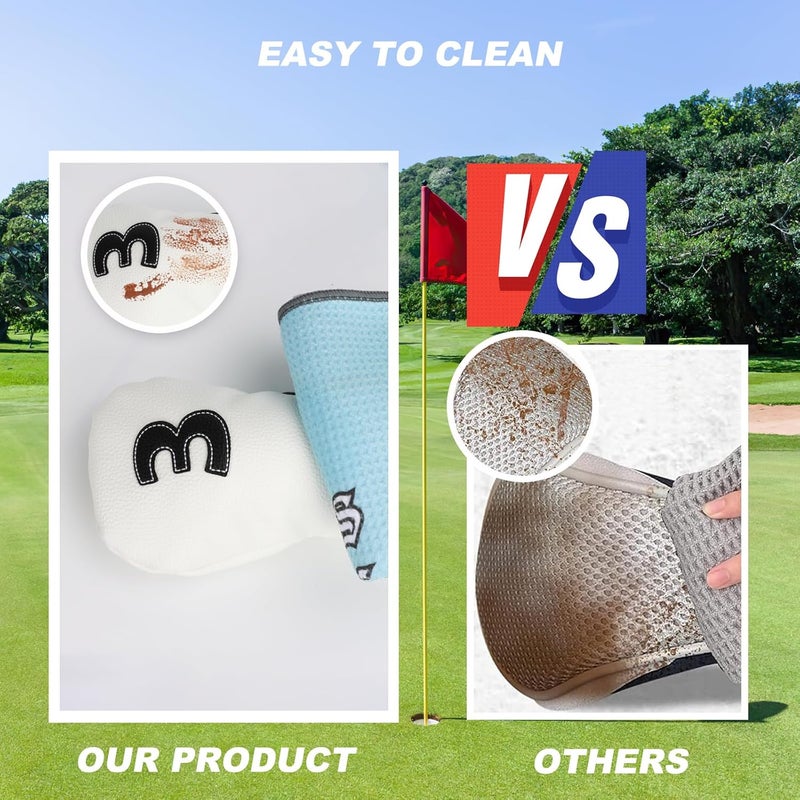 Frimon Golf Club Covers,4pcs or 1pc Golf Headcovers for Woods and Driver Fairway Hybrids Women Men - Premium PU Leather with Interchangeable Tags & Magnetic Blade and Mallet Putter Covers - Image 4